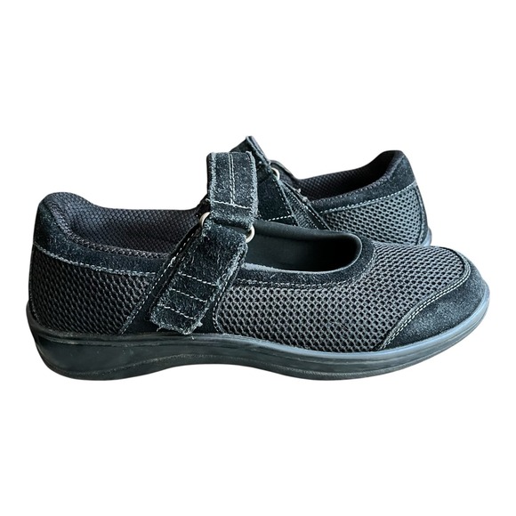 Orthofeet Mary Jane Shoes Women's 9 Wide Black Mesh Leather Comfort Diabetic 851 - Picture 1 of 8